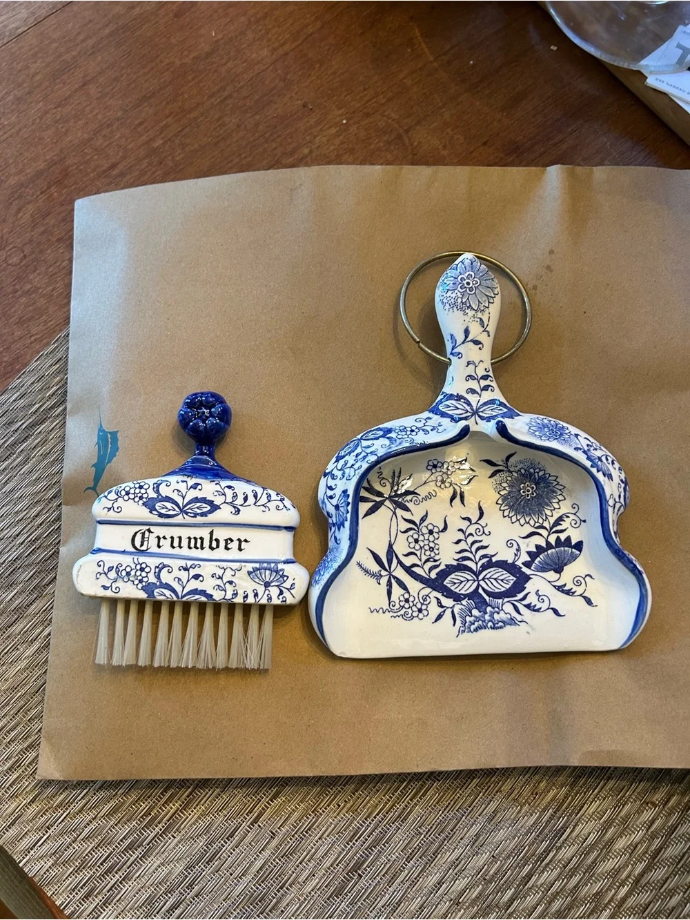 Vintage made in Japan  ceramic crumber/table crumb catcher dustpan and brush